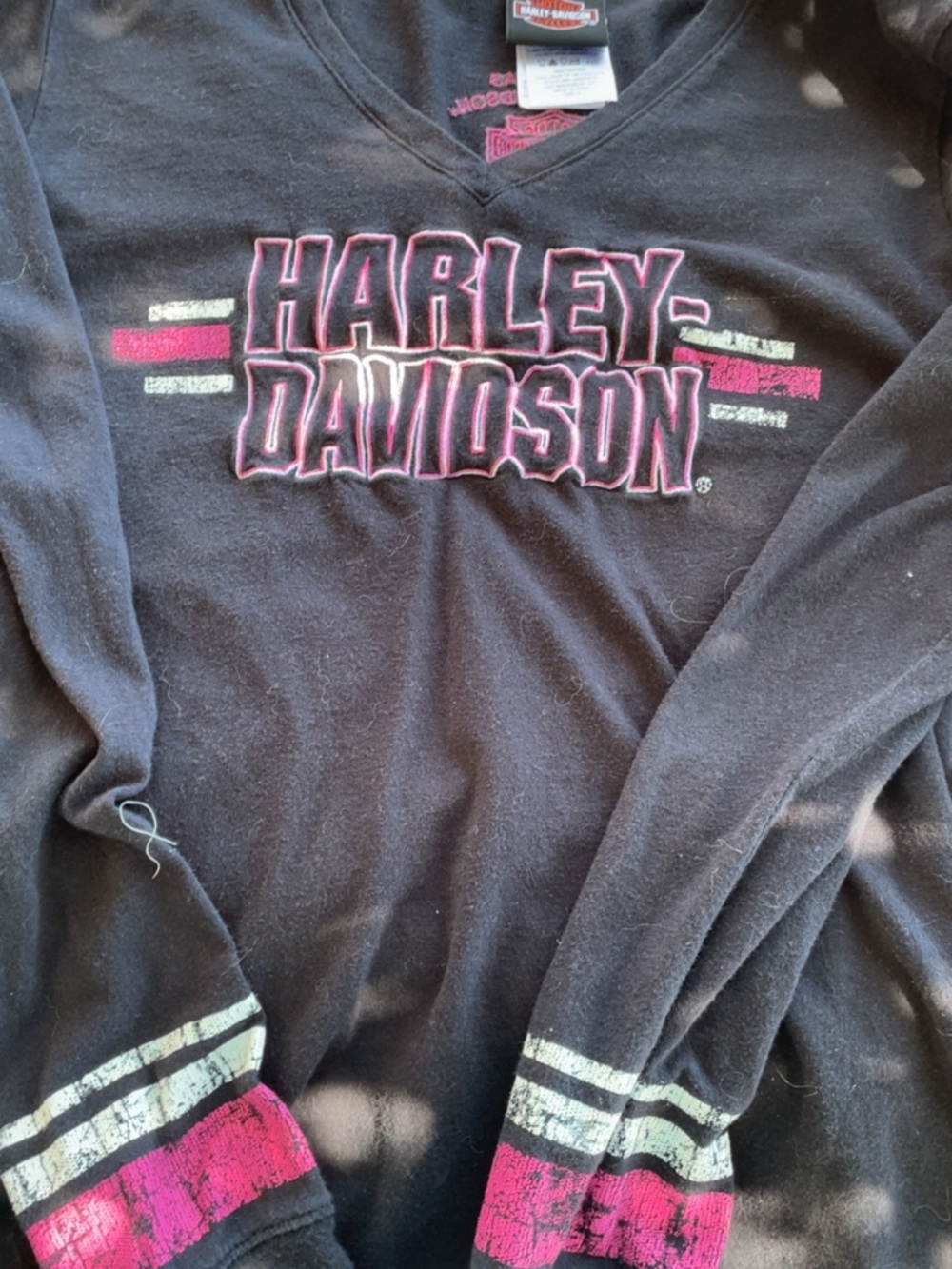 Harley-Davidson Black Tee with Pink Trim and Logo